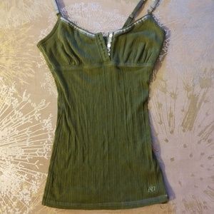 Green spaghetti strap tank
